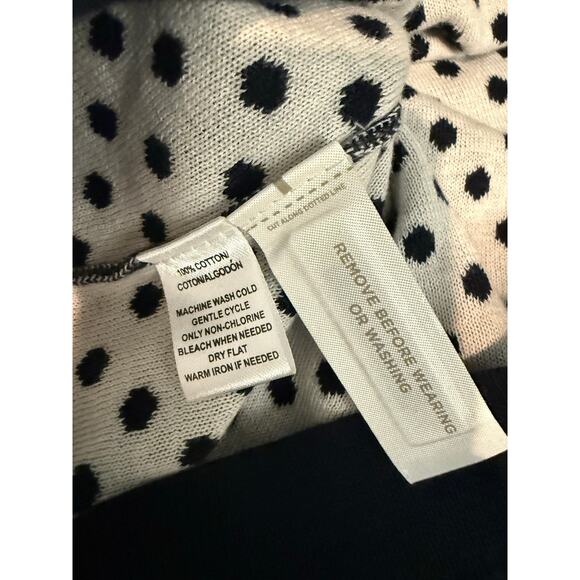 Ann Taylor Loft Women's M Navy Polka Dot Pullover Sweater zipper - Picture 7 of 8